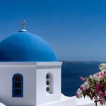 santorini, blue, dome